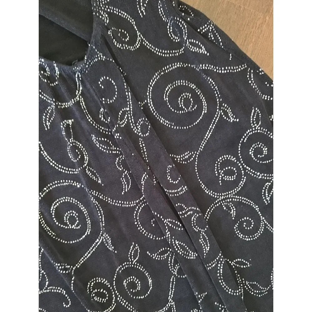 Black Beaded Evening Dress with Swirl Detail
